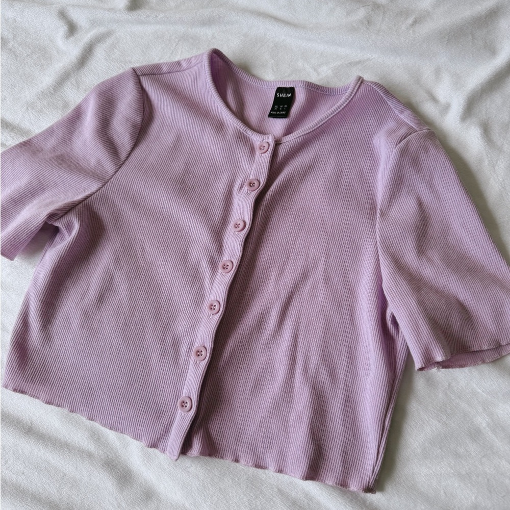 Purple SHEIN Short top with front button